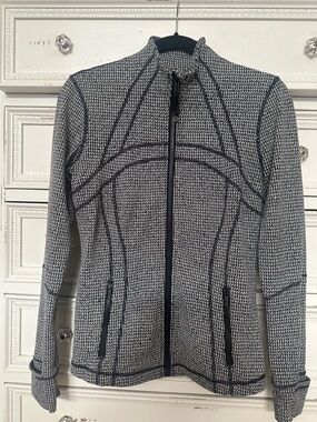 lululemon athletica Black and White Knit Zip-Up Utility Jacket
